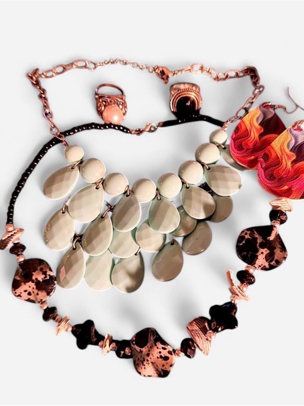 Women’s Statement Necklace - Turquoise Drop Bib Design